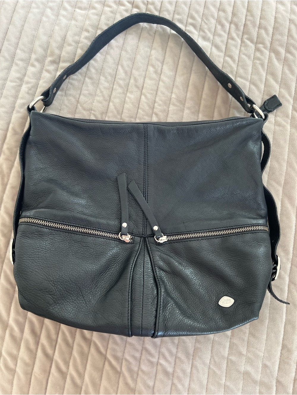 The Trend Black Genuine Leather Shoulder Bag Made in Italy